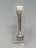 Load image into Gallery viewer, Pair of Antique Silver Plated Kings Pattern Claw Tongs
