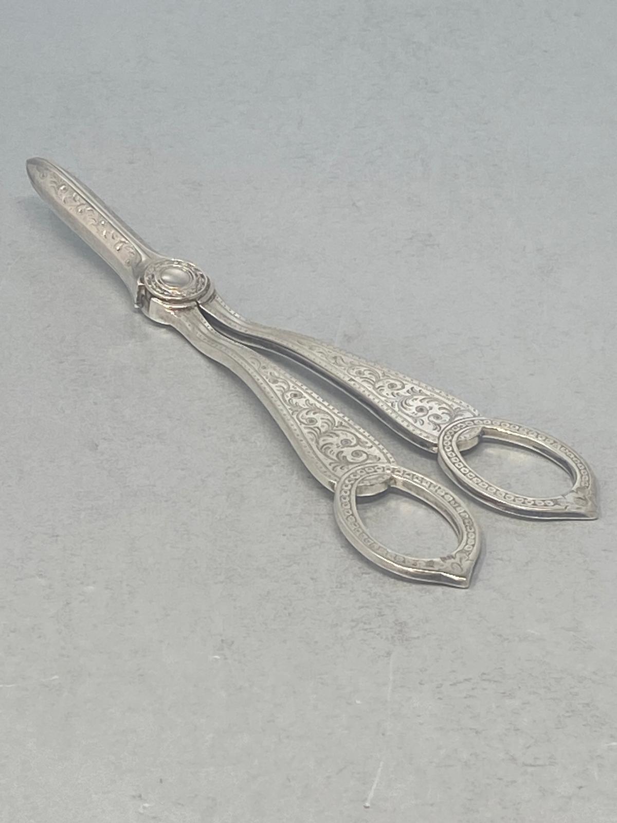 Antique Victorian Silver Plated Grape Shears in Original Box