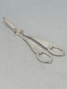 Antique Victorian Silver Plated Grape Shears in Original Box