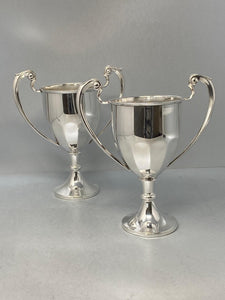 Pair of Antique Silver Plated Trophy Cups - no engraving