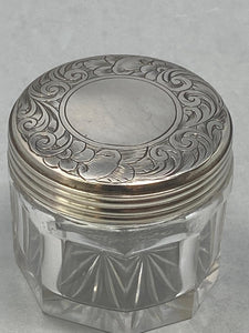 Antique Victorian Sterling Silver Hand Engraved Dresser Jar