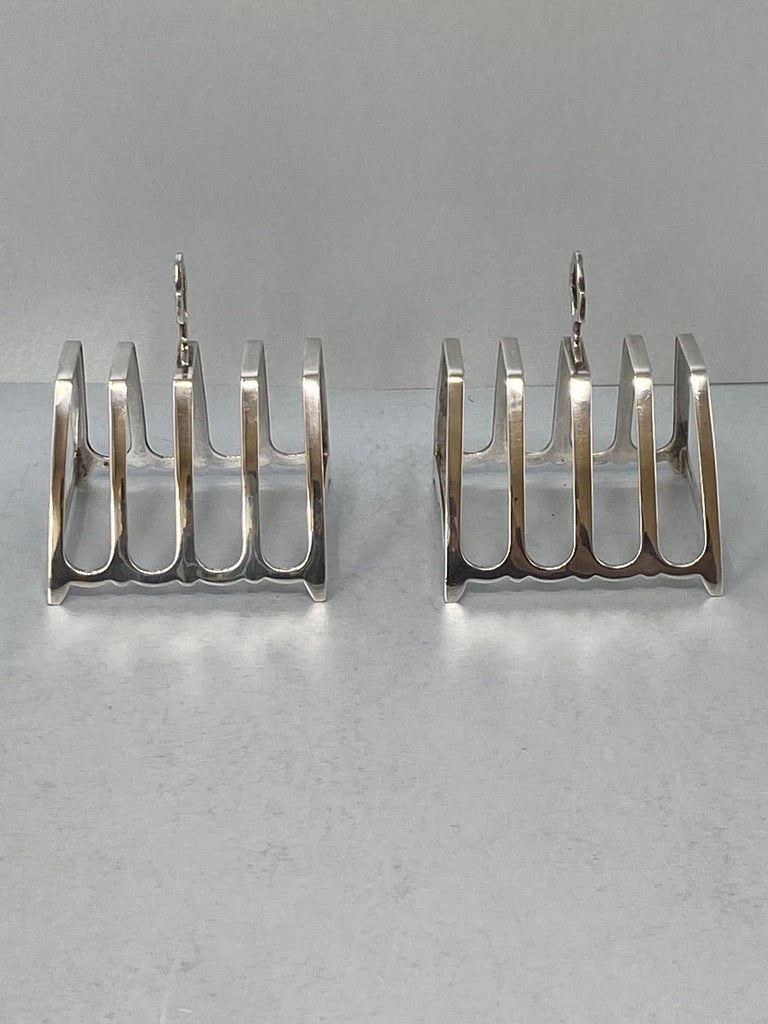 Pair of 5 Bar Toast/Letter Racks by Goldsmiths & Silversmiths Co