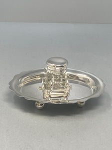 Antique Silver Plated Single Bottle Inkwell