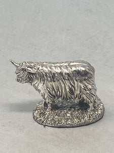 Sterling Silver Highland Cattle Model - full english hallmark