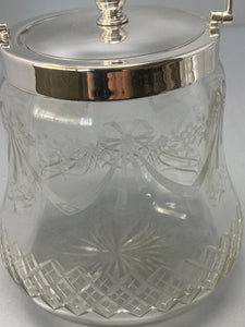 Victorian Silver Plated and Glass Barrel with Cut & Etched Glass