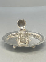 Load image into Gallery viewer, Antique Silver Plated Single Bottle Inkwell
