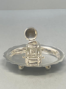 Antique Silver Plated Single Bottle Inkwell