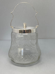 Victorian Silver Plated and Glass Barrel with Cut & Etched Glass