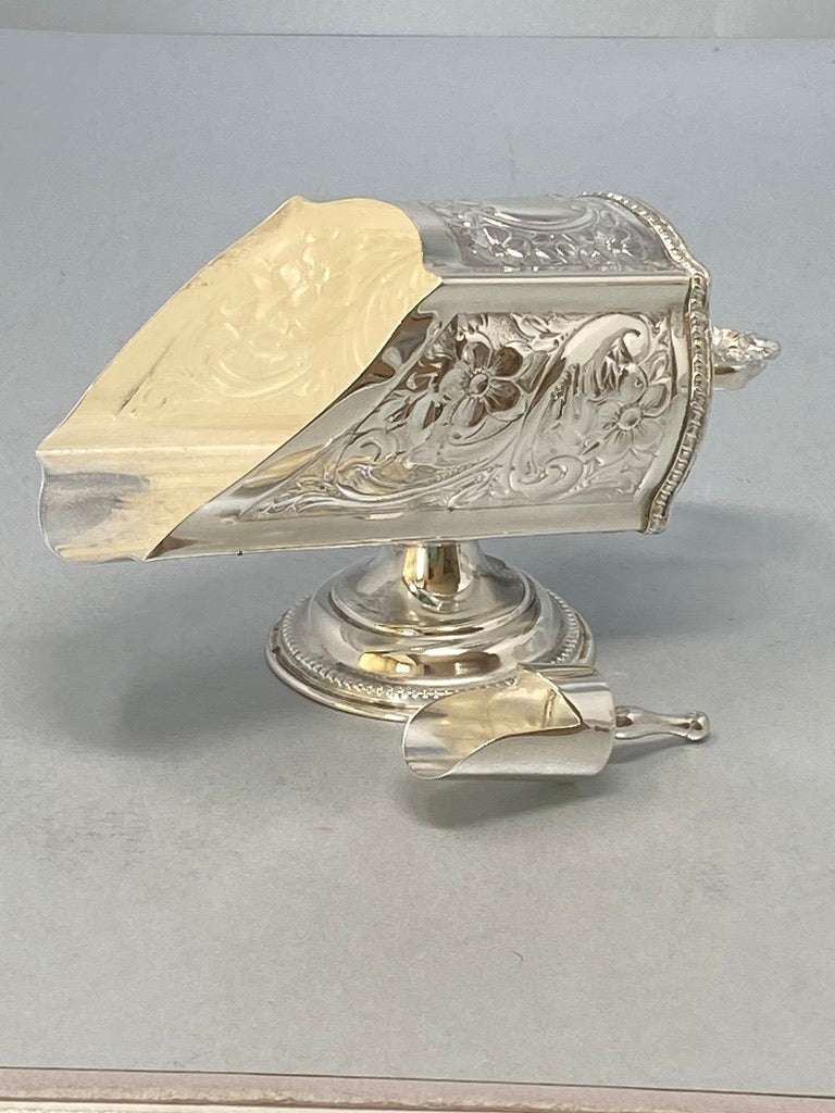 Antique Silver Plated Scuttle with Scoop