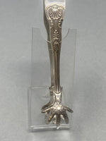 Load image into Gallery viewer, Pair of Antique Silver Plated Kings Pattern Claw Tongs
