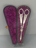 Load image into Gallery viewer, Antique Victorian Silver Plated Grape Shears in Original Box
