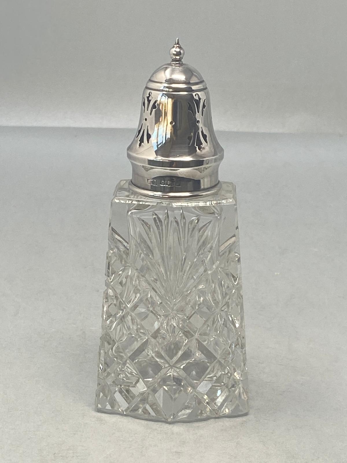 Sterling Silver and Crystal Glass Sugar Caster