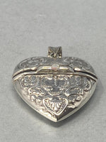 Load image into Gallery viewer, Sterling Silver Embossed Heart Shaped Large Pendant
