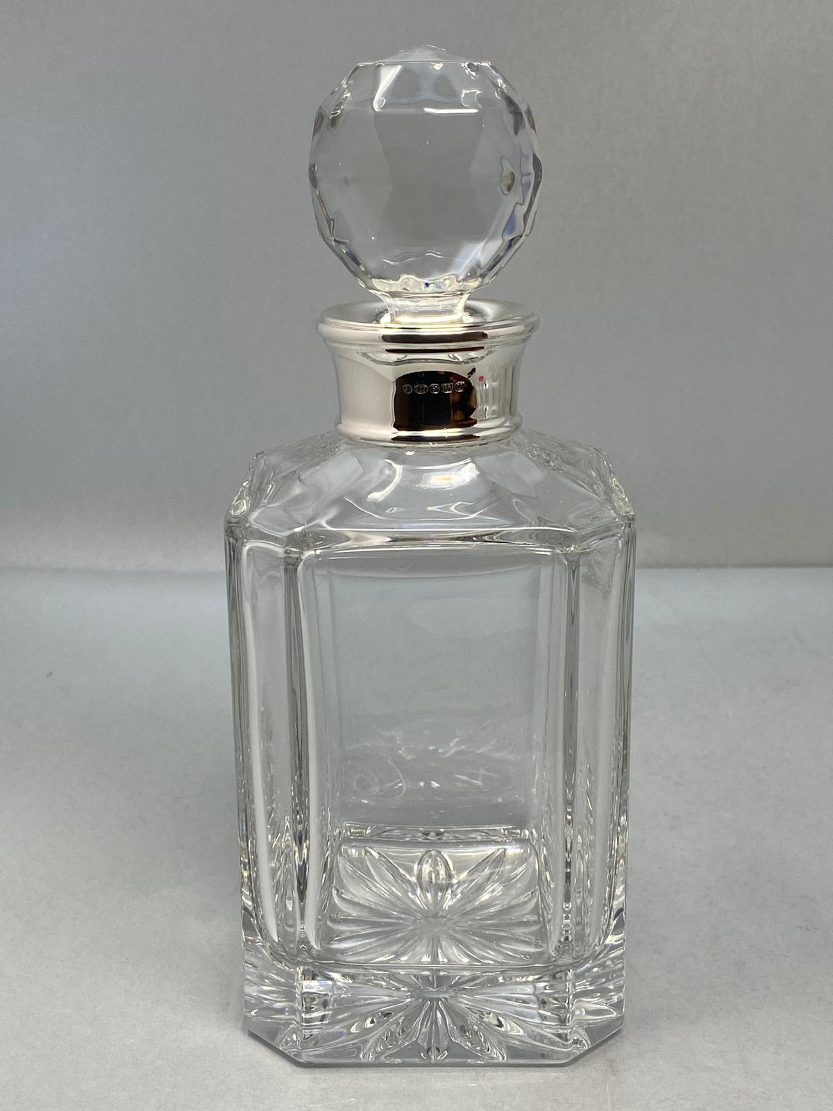 Sterling Silver Collar Decanter with Cut Glass