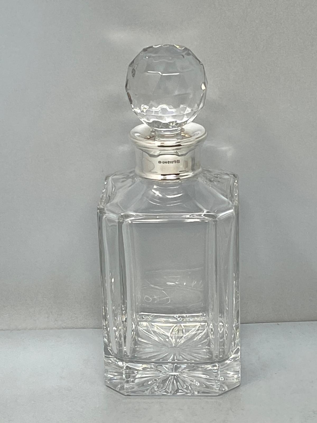 Sterling Silver Collar Decanter with Cut Glass