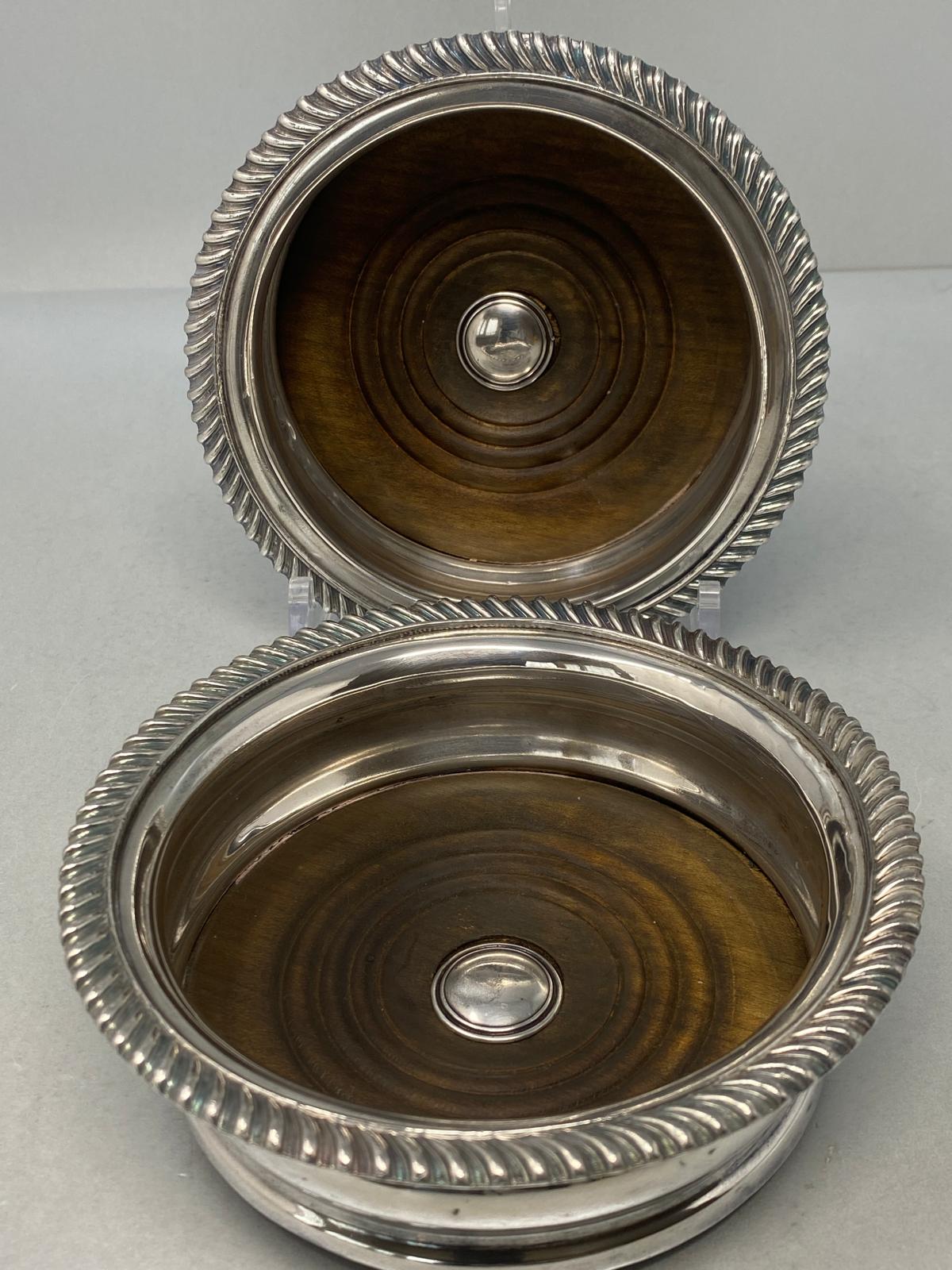 Pair of Antique Victorian Silver Plated Wine Coasters