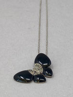 Load image into Gallery viewer, Silver, Black Onyx and Marcasite Butterfly Necklace
