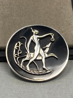 Load image into Gallery viewer, Sterling Silver and Black Onyx Goddess Diana The Huntress Brooch Art Nouveau Style
