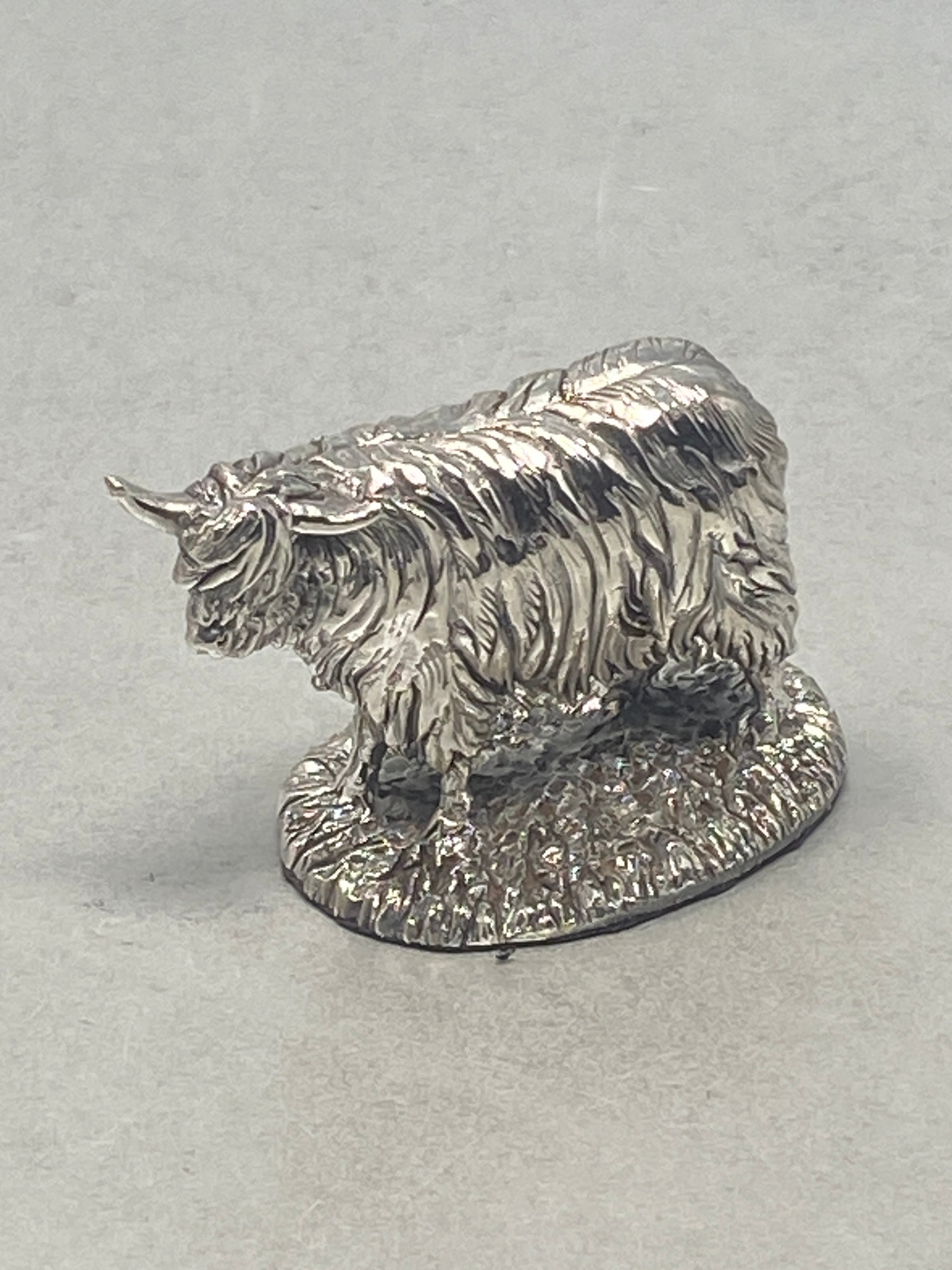 Sterling Silver Highland Cattle Model - full english hallmark