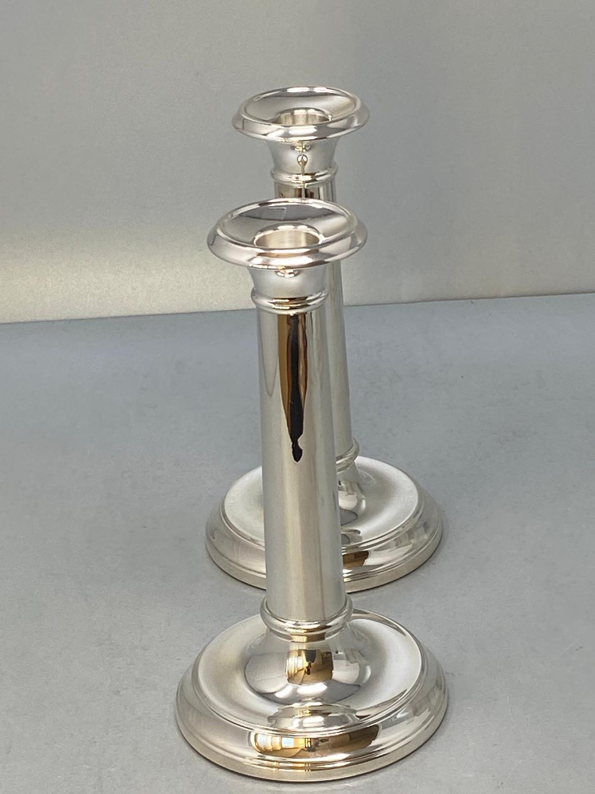 Pair of 8 inch/20 cms Sterling Silver Candlesticks