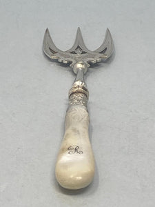 Antique Victorian Silver Plate & Mother Of Pearl Serving Fork