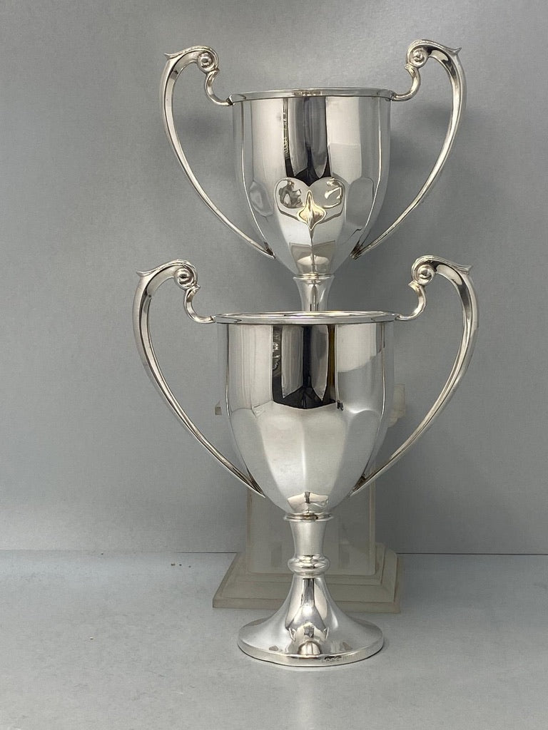 Pair of Antique Silver Plated Trophy Cups - no engraving