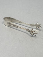 Load image into Gallery viewer, Pair of Antique Silver Plated Kings Pattern Claw Tongs
