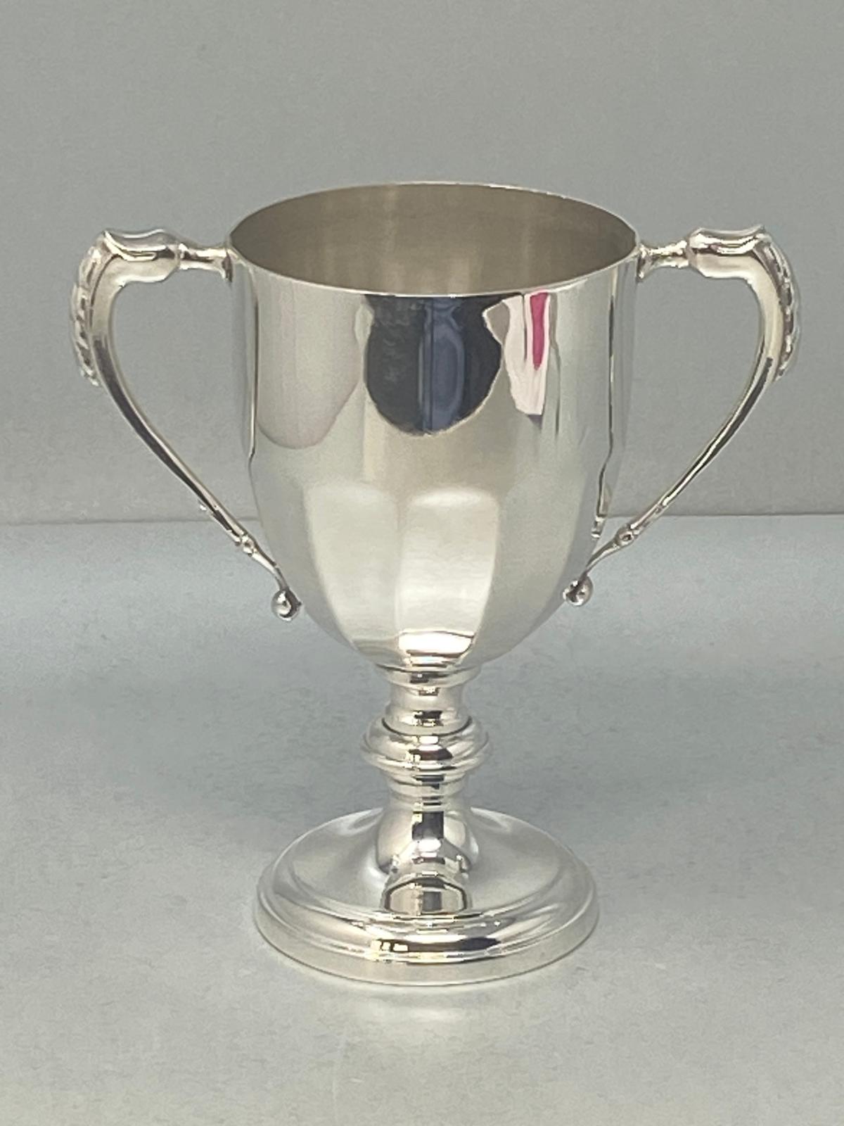 Antique Silver Plated Two Handled Panelled Cup/Trophy