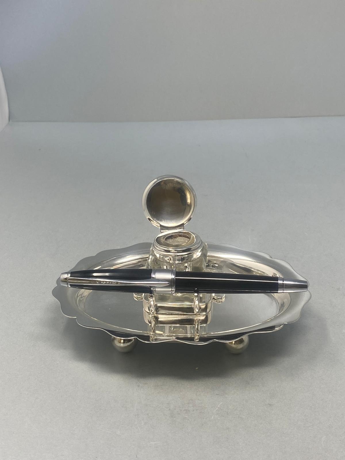 Antique Silver Plated Single Bottle Inkwell