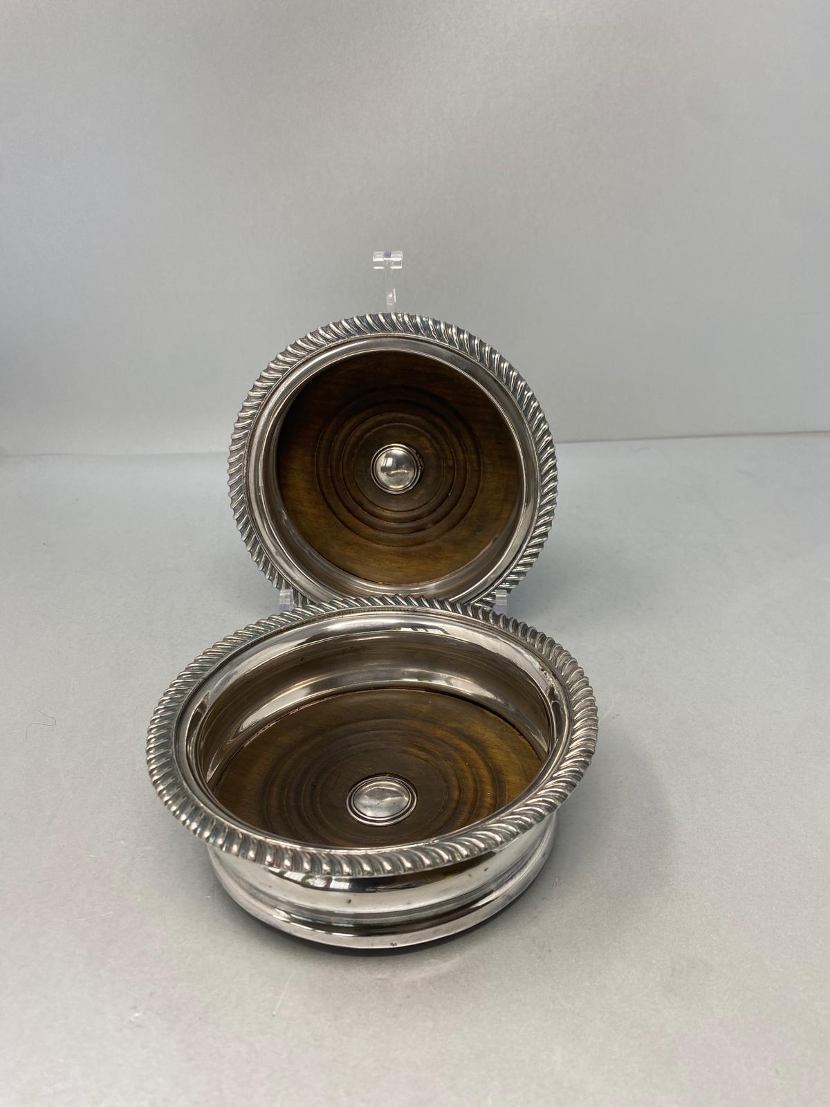 Pair of Antique Victorian Silver Plated Wine Coasters