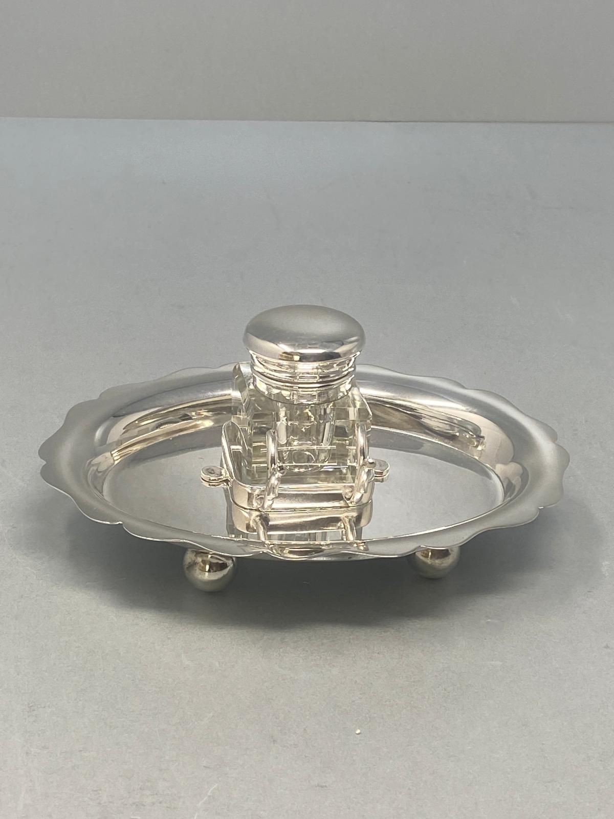 Antique Silver Plated Single Bottle Inkwell