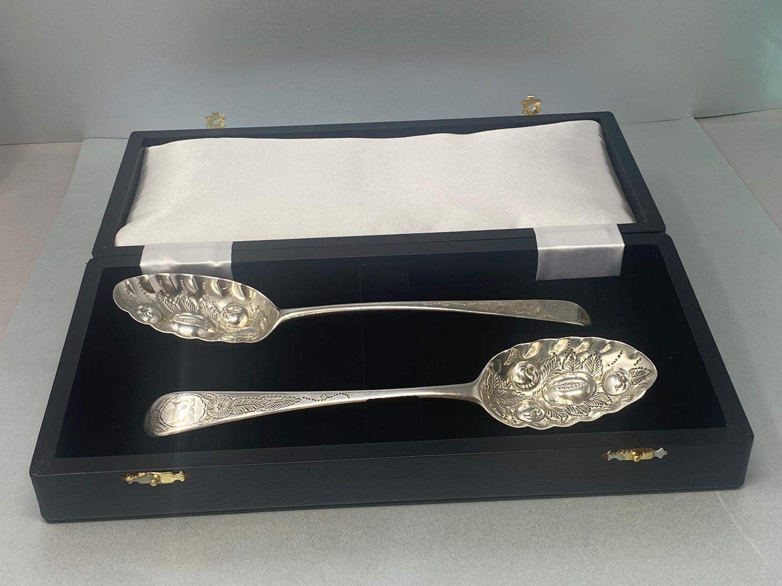 Antique Georgian Pair of Berry Spoons