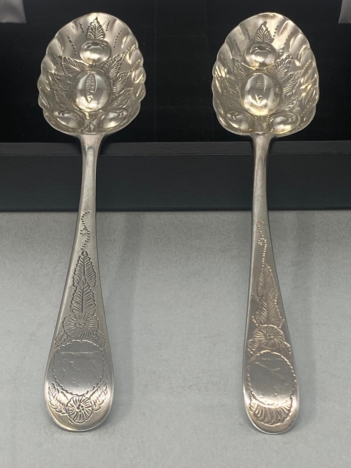 Antique Georgian Pair of Berry Spoons