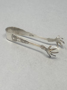 Pair of Antique Silver Plated Kings Pattern Claw Tongs