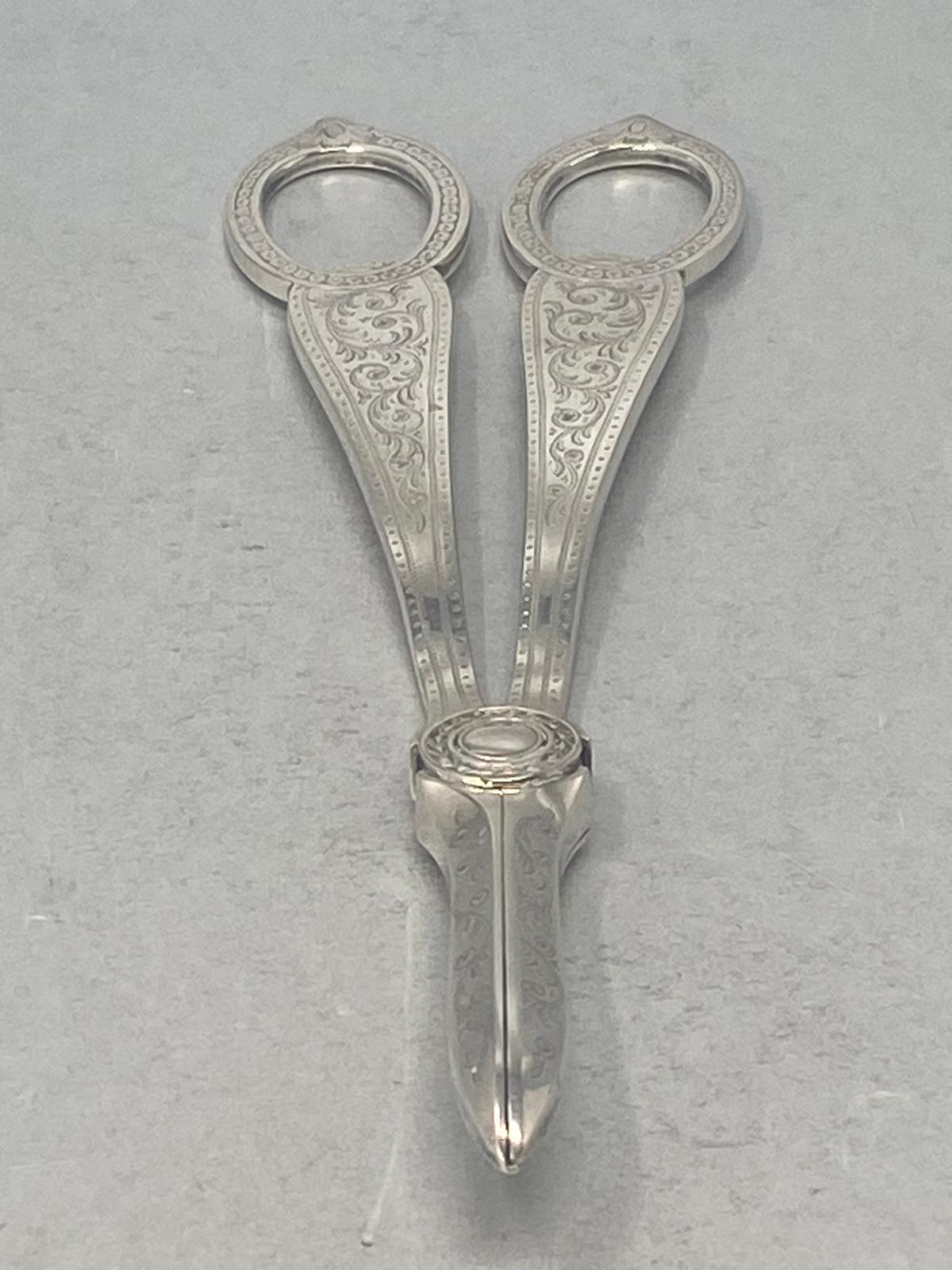 Antique Victorian Silver Plated Grape Shears in Original Box