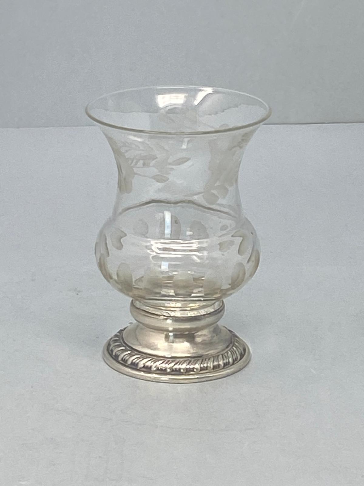 Sterling Silver & Etched Glass Small Posy Vase