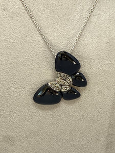 Silver, Black Onyx and Marcasite Butterfly Necklace