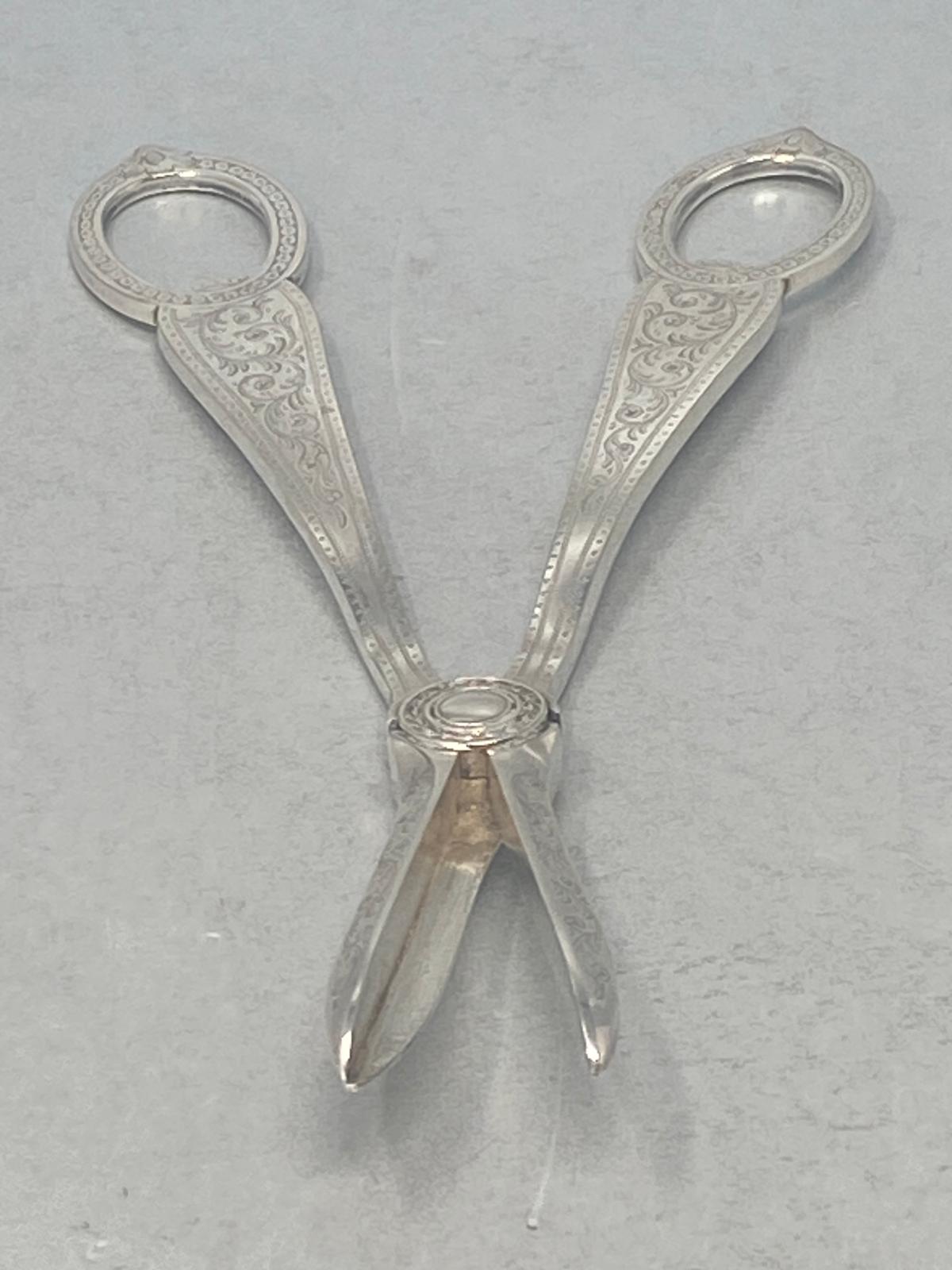 Antique Victorian Silver Plated Grape Shears in Original Box