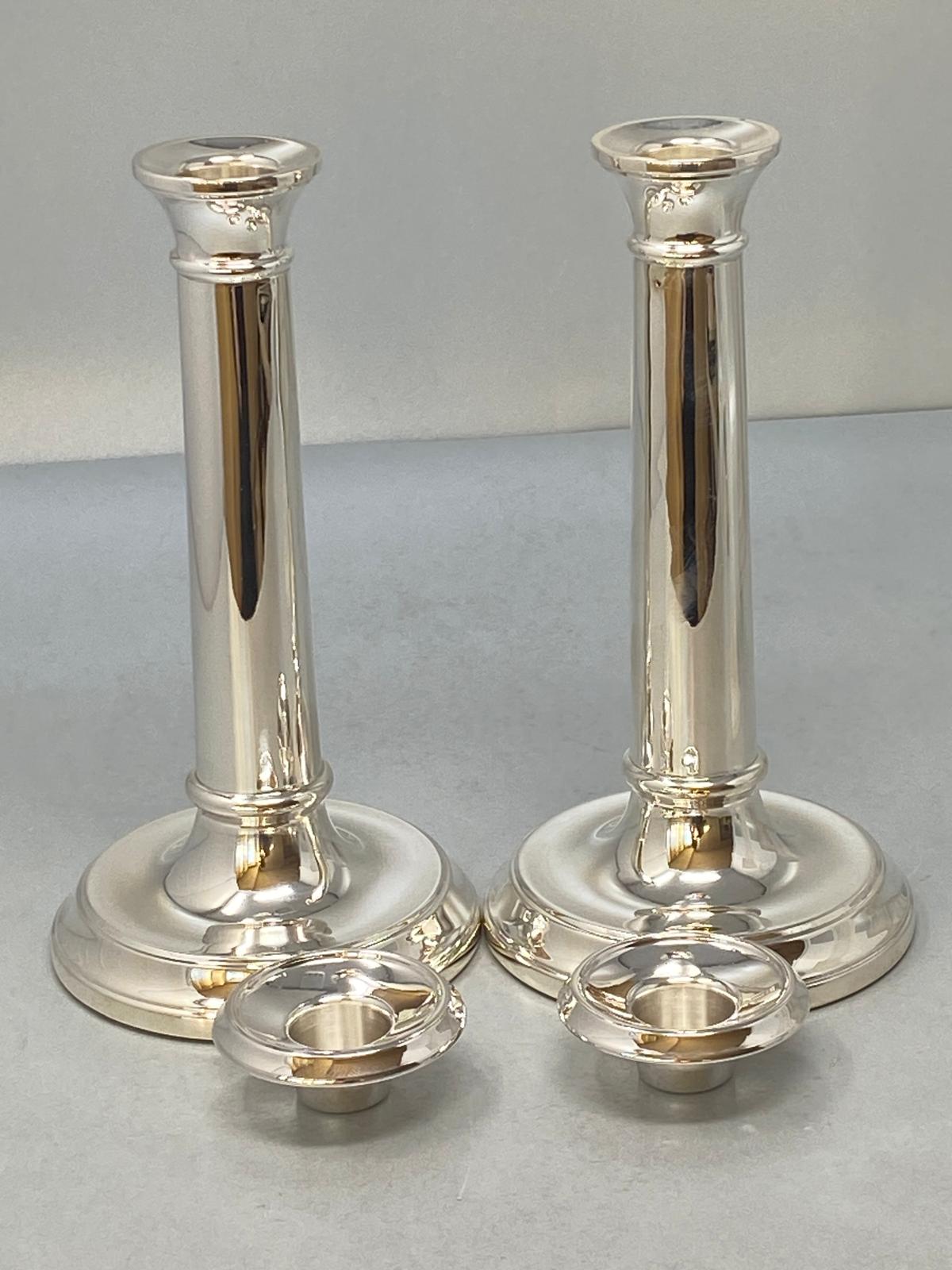 Pair of 8 inch/20 cms Sterling Silver Candlesticks