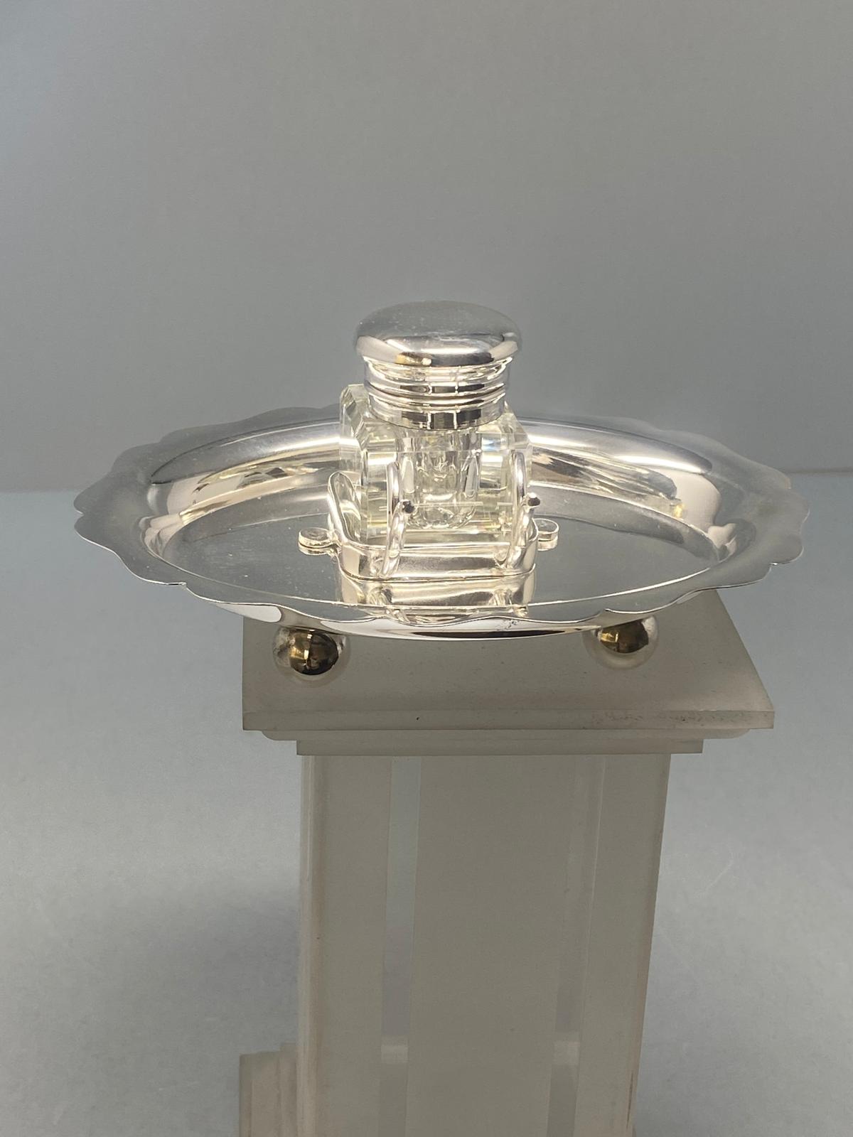 Antique Silver Plated Single Bottle Inkwell