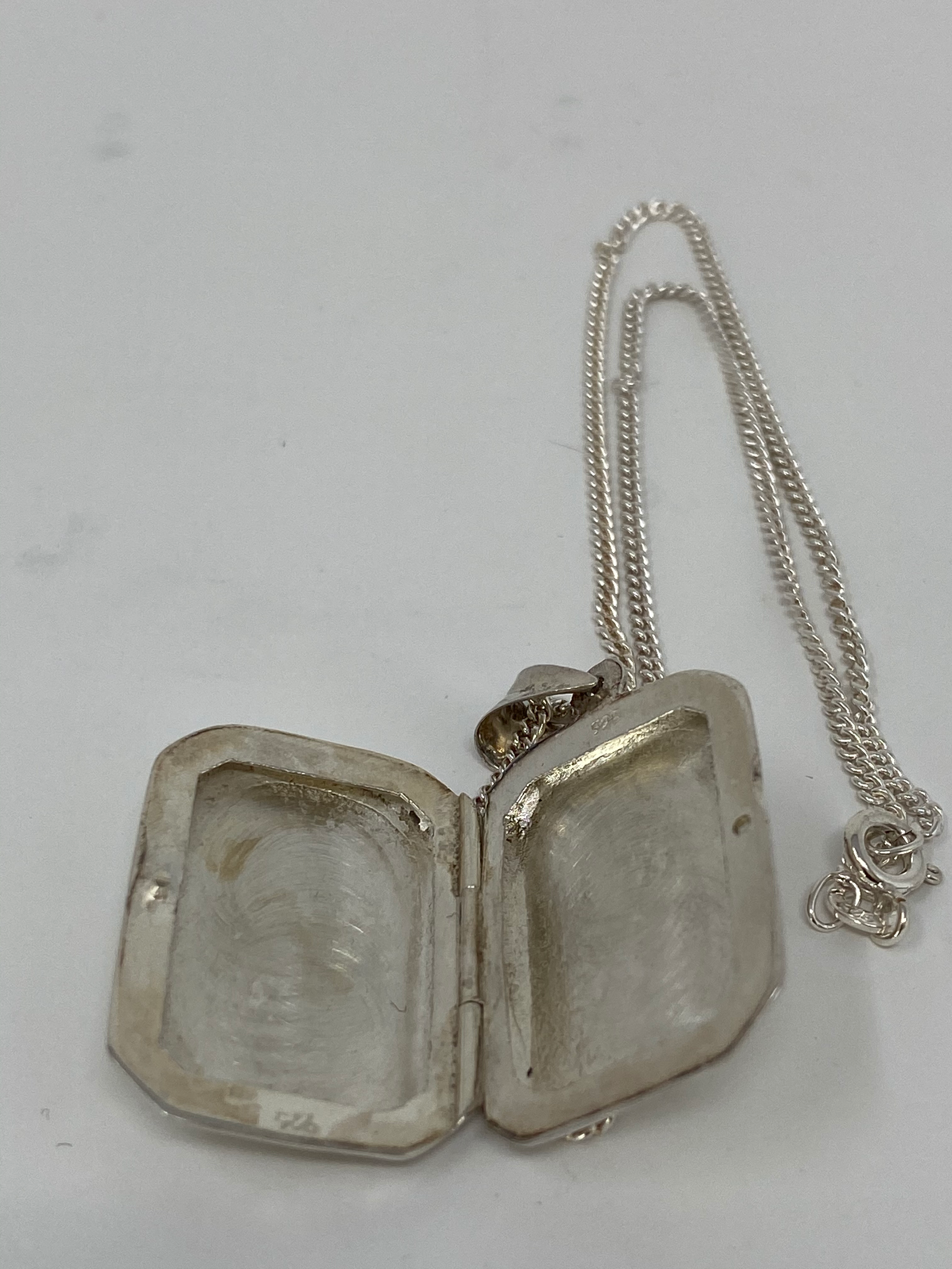 Silver Locket on Curb Chain