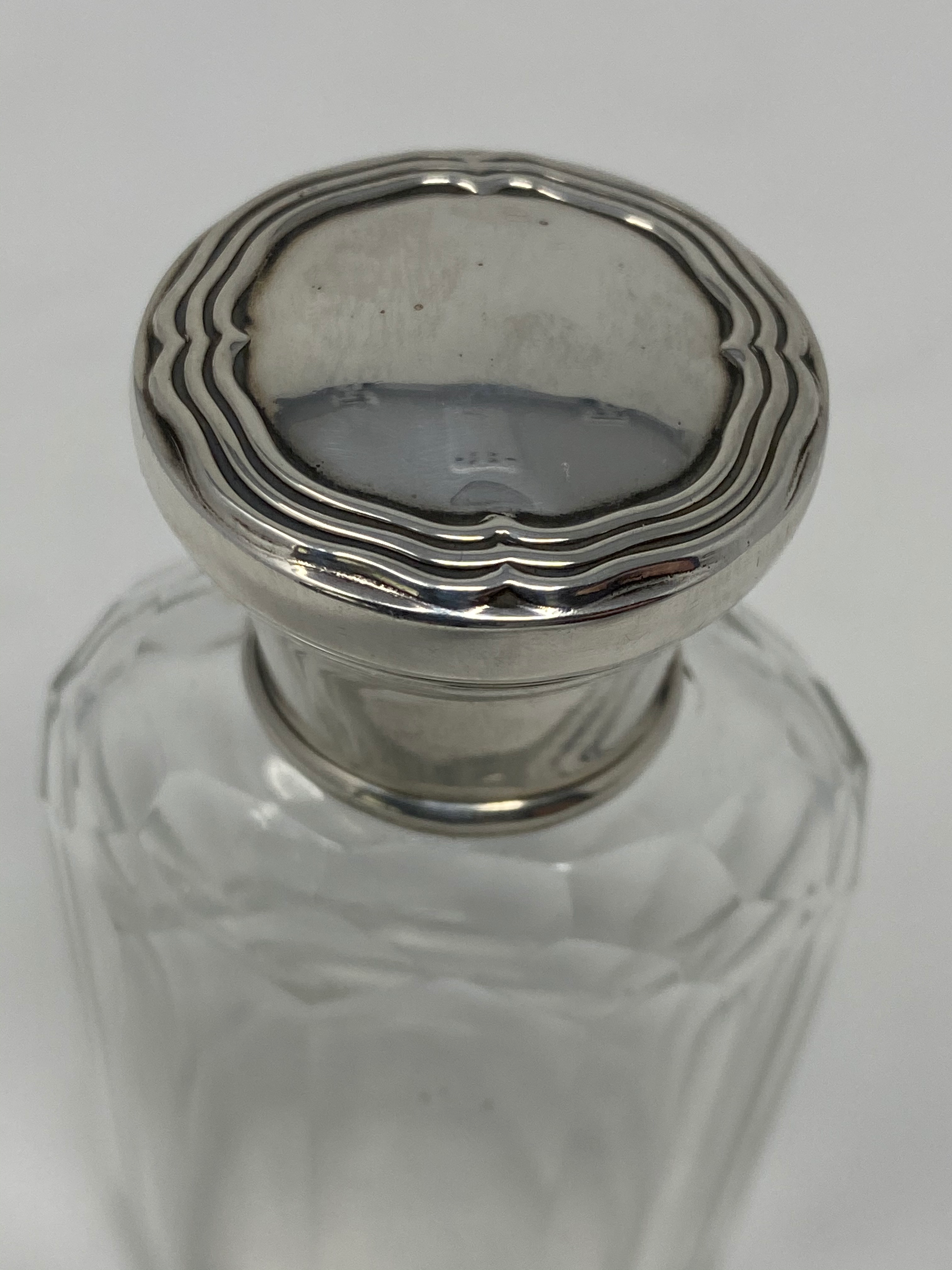 Antique Silver Dresser Bottle with Corked Lid