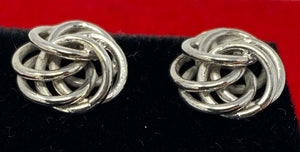 Silver Knot Cluster Clip On Earrings
