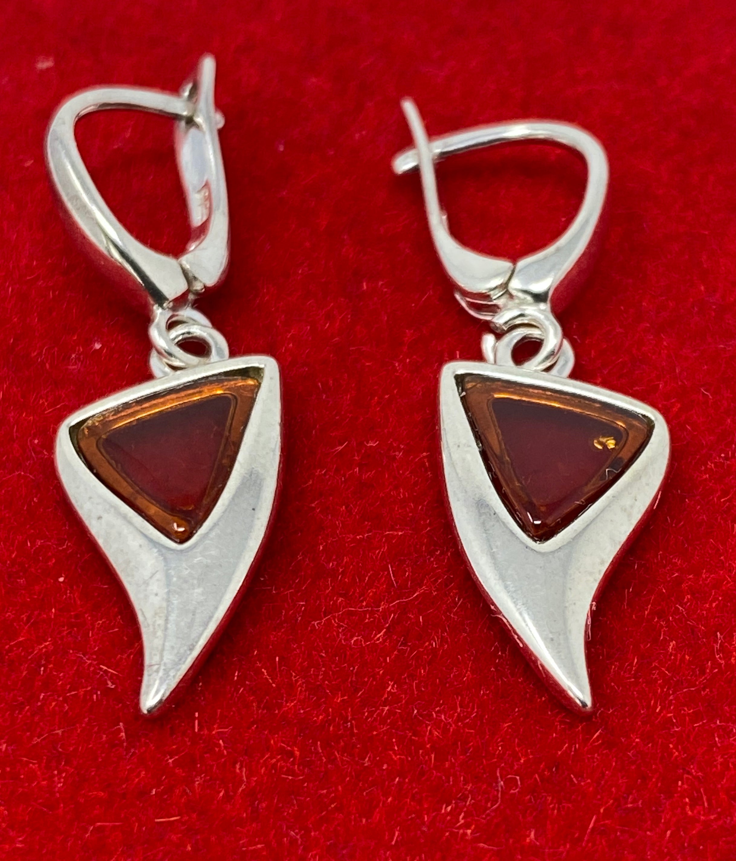 Silver and Amber Earrings