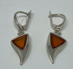 Silver and Amber Earrings