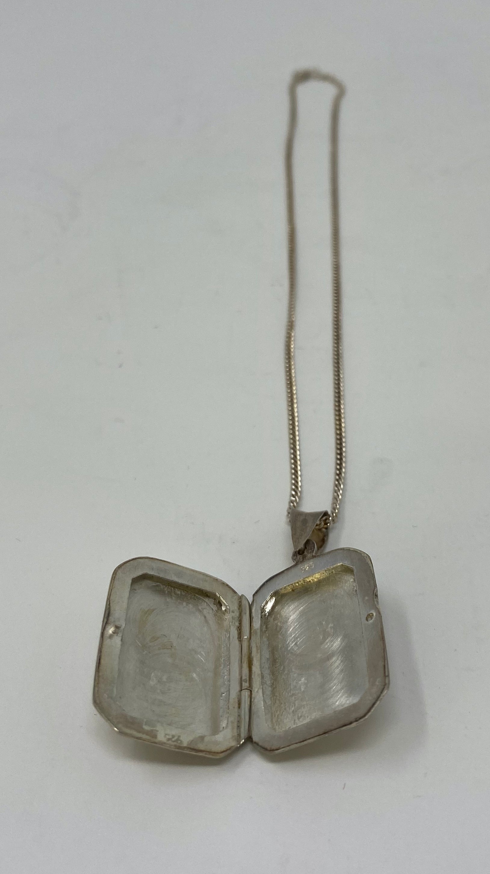 Silver Locket on Curb Chain