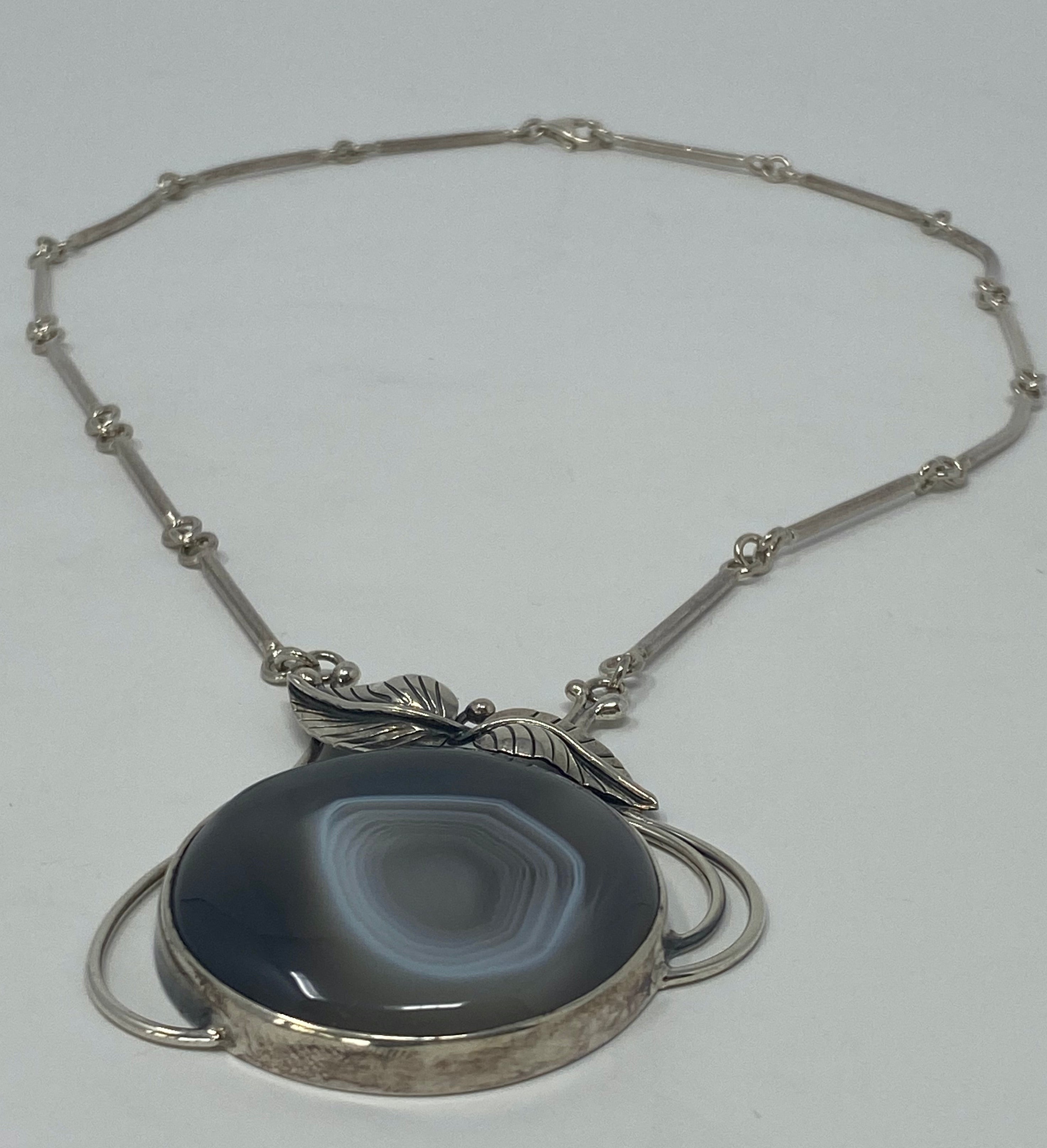 Silver and Agate Necklace