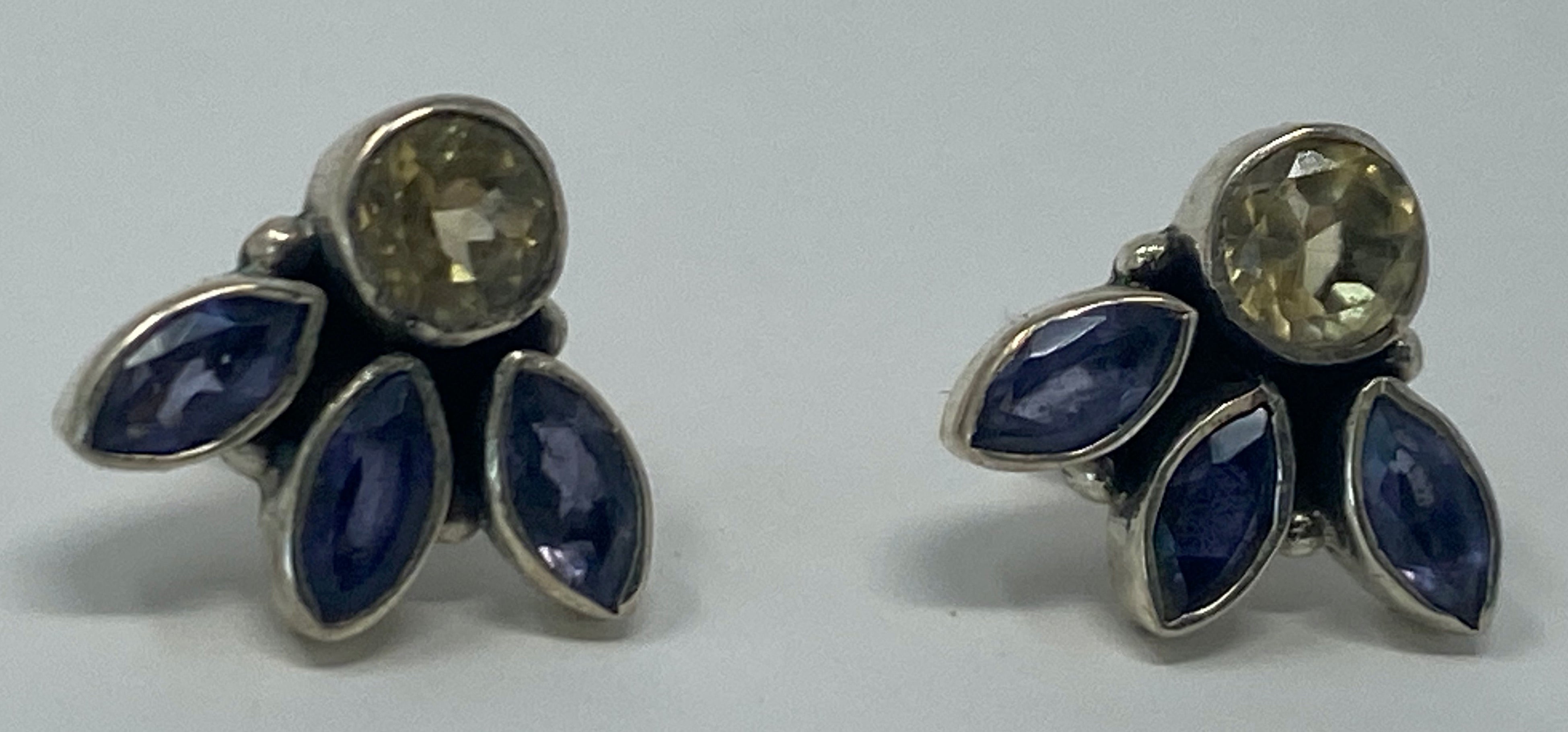 Citrine and Iolite Studs