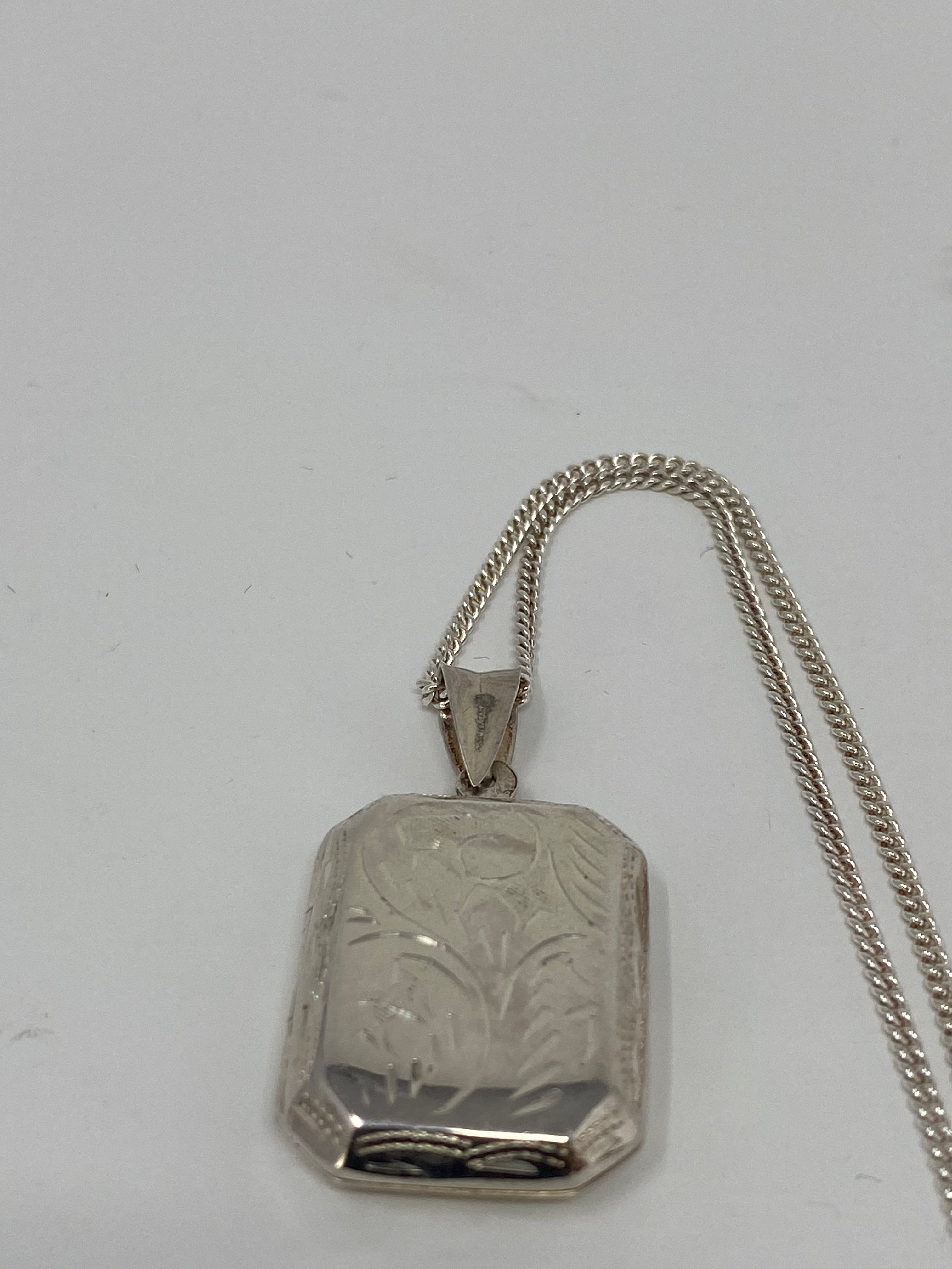 Silver Locket on Curb Chain