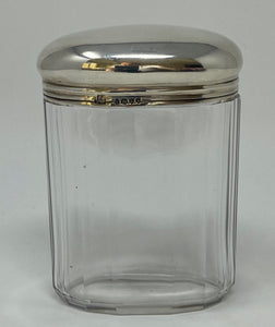 Silver and Glass Oval Dresser Jar